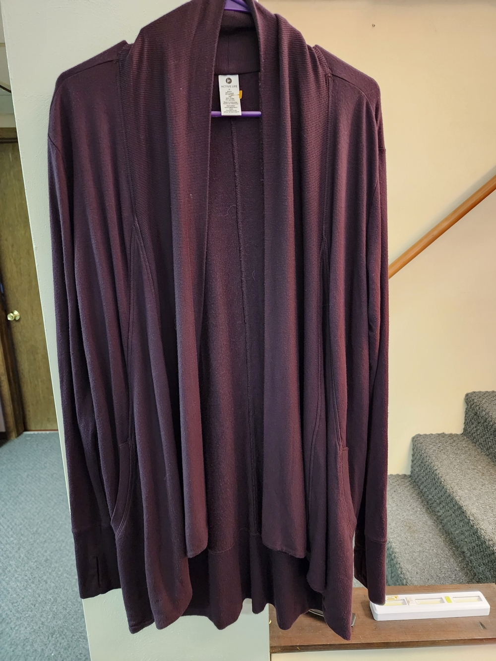 Active Life Plum Open-Front Draped Cardigan Jacket